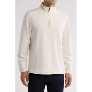 Tommy Bahama Mens Quarter Zip Pullover Cotton Size Med. NWT Color Coconut Cream